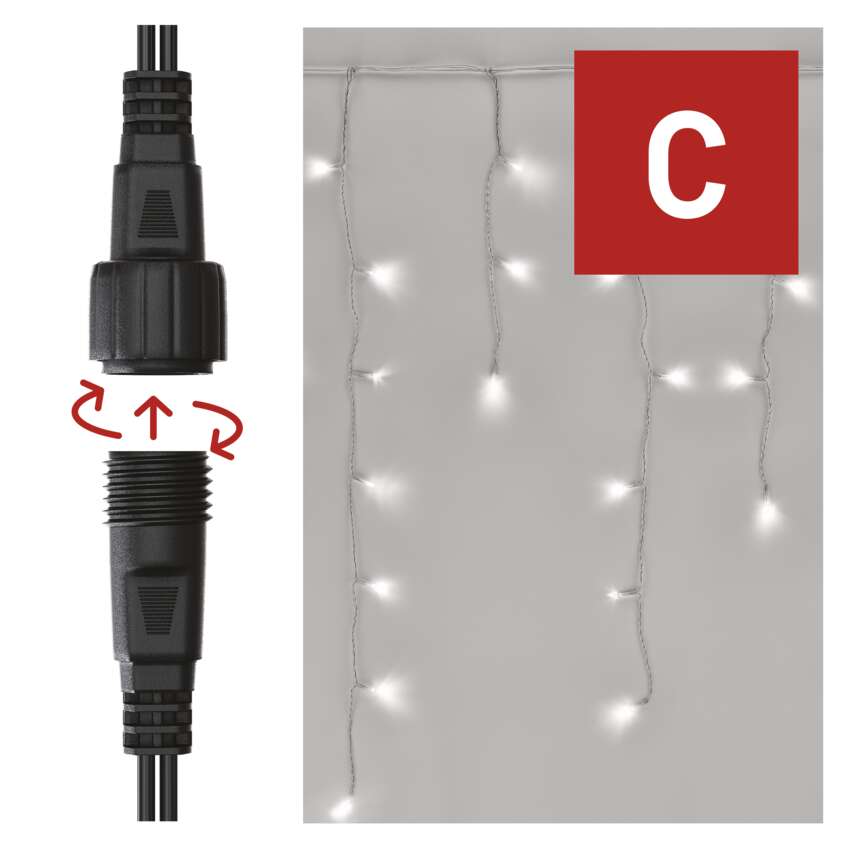 Standard LED povezovalna veriga utripajoča – ledene sveče, 2,5 m, zun., hl. bela