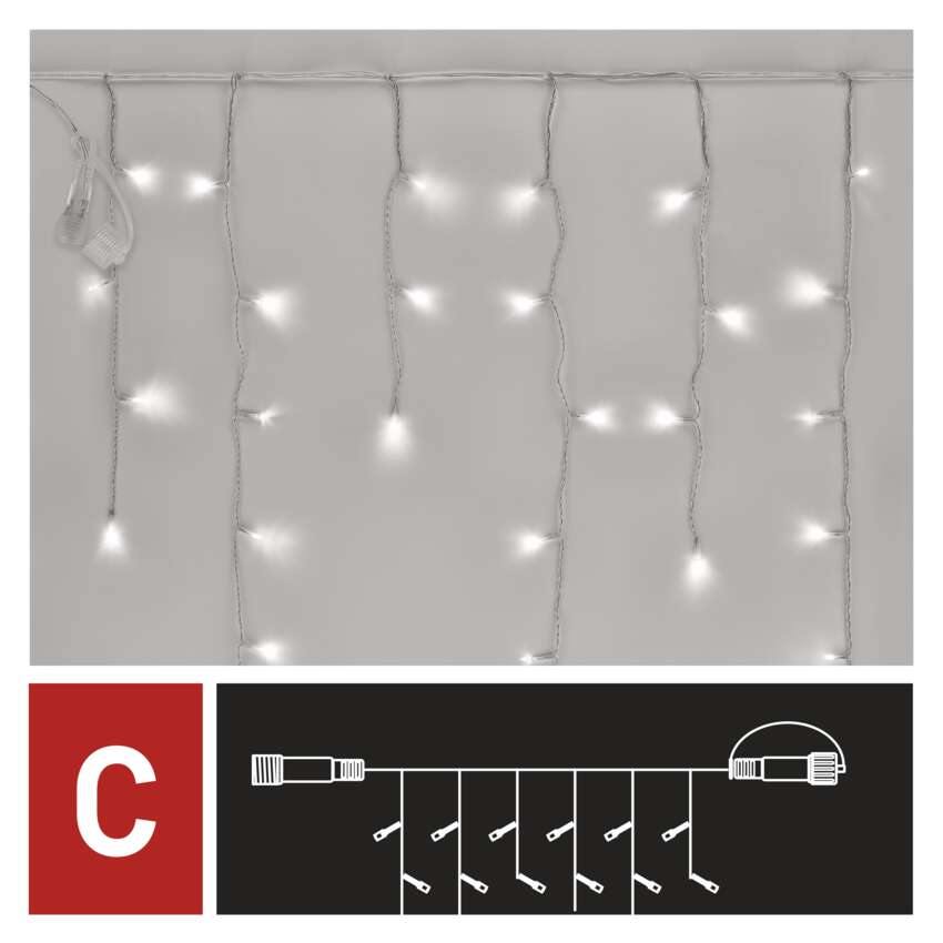 Standard LED povezovalna veriga utripajoča – ledene sveče, 2,5 m, zun., hl. bela