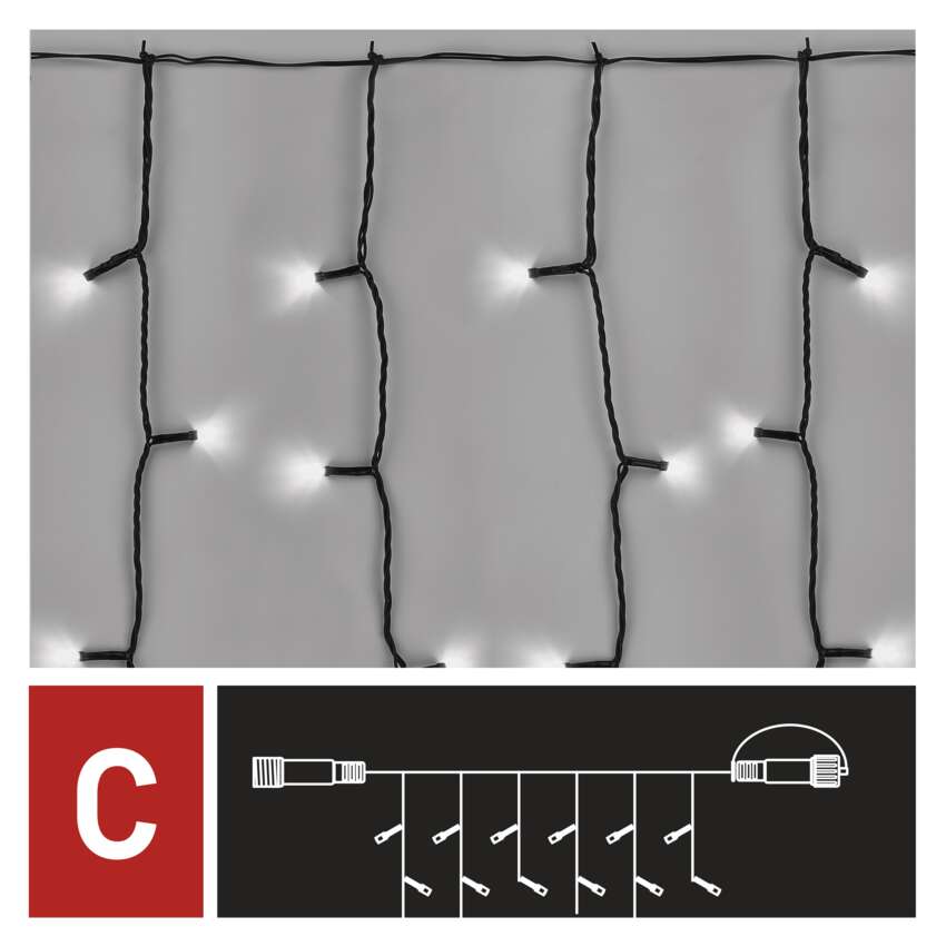 Standard LED povezovalna  božična veriga – zavesa, 1,1x2 m, zun., hladna bela