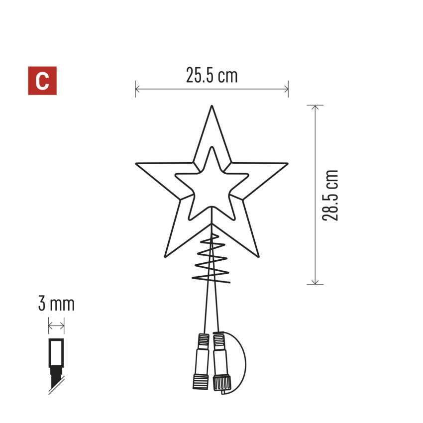 Standarden LED povezovalna božična zvezda, 28,5 cm, zun. in notr., hladna bela