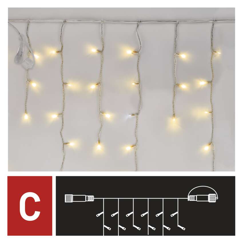 Standard LED povezovalna veriga utripajoča – ledene sveče, 2,5 m, zun., topla/hladna bela