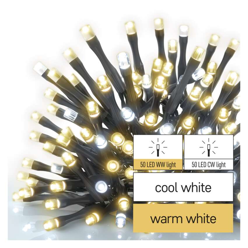 Standard LED povezovalna božična veriga, 10 m, zun. in notr., topla/hladna bela