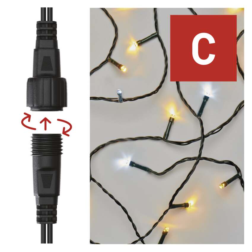 Standard LED povezovalna božična veriga, 10 m, zun. in notr., topla/hladna bela