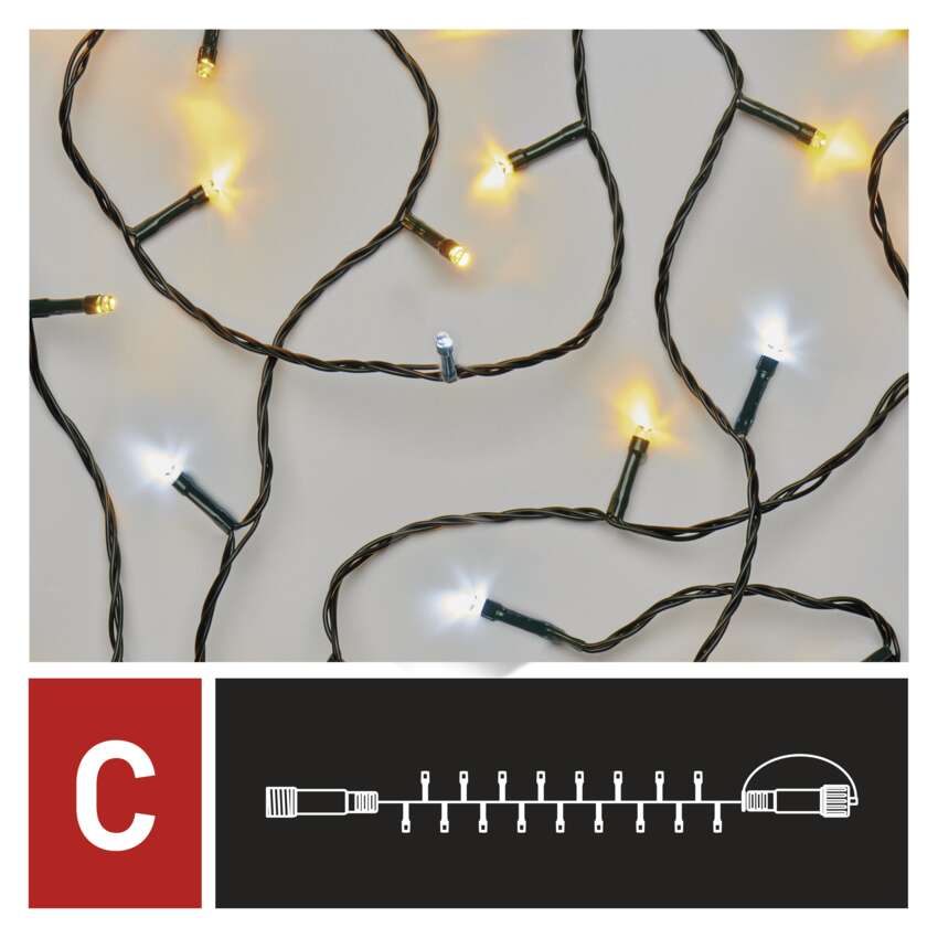 Standard LED povezovalna božična veriga, 10 m, zun. in notr., topla/hladna bela