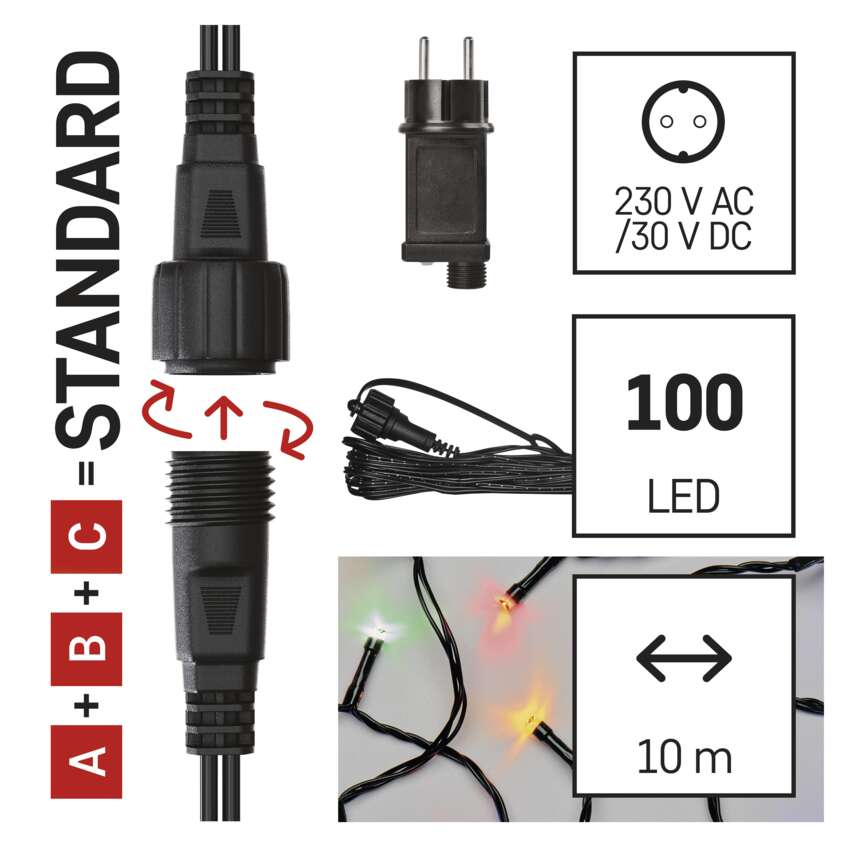 Osnovni komplet za povezovalne verige Standard, 10 m, zunanji, večbarven, časovnik