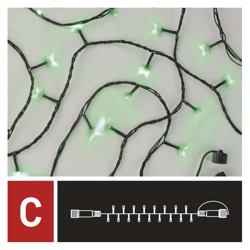 Standard LED povezovalna božična veriga, 10 m, zunanja in notranja, zelena