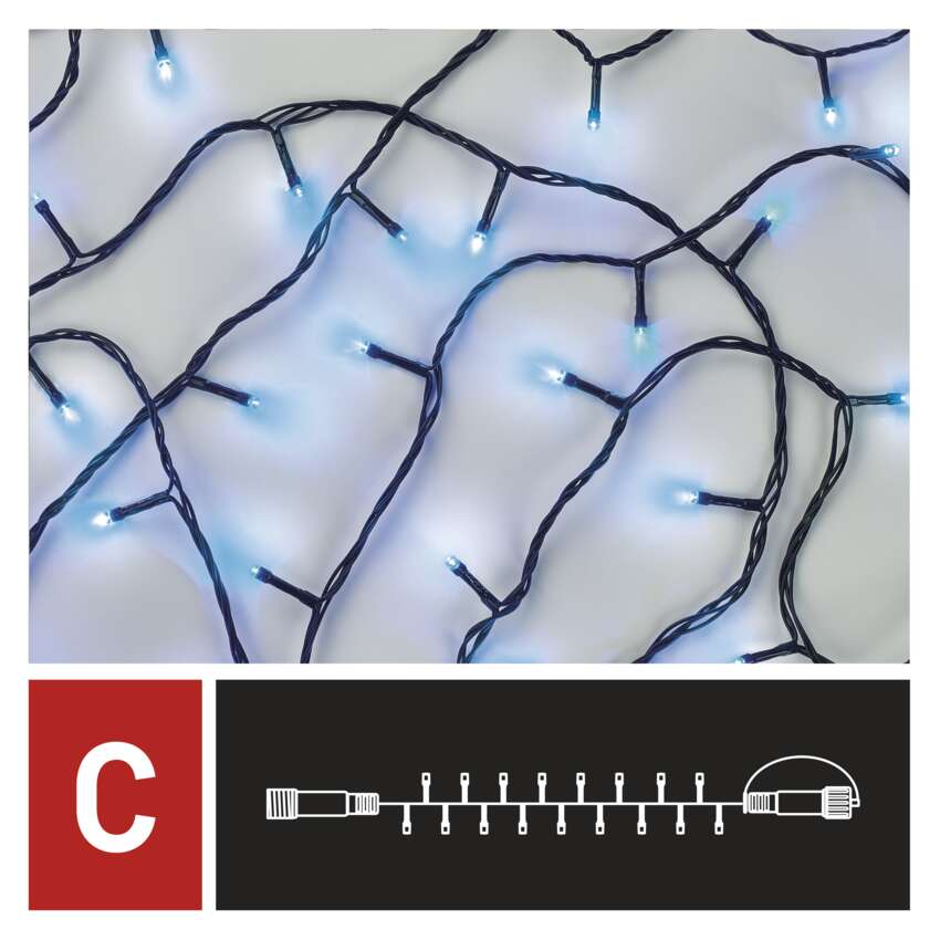 Standard LED povezovalna božična veriga, 10 m, zunanja in notranja, modra