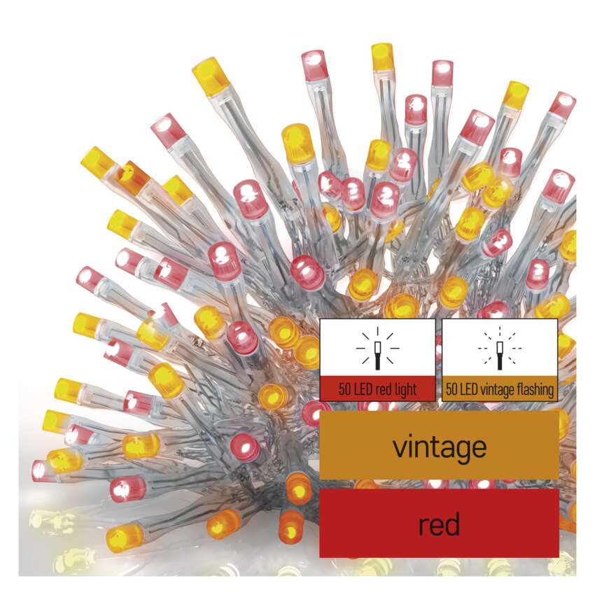 Standard LED povezovalna veriga nihajoča – ledene sveče, 2,5 m, zunanja, rdeča/vintage