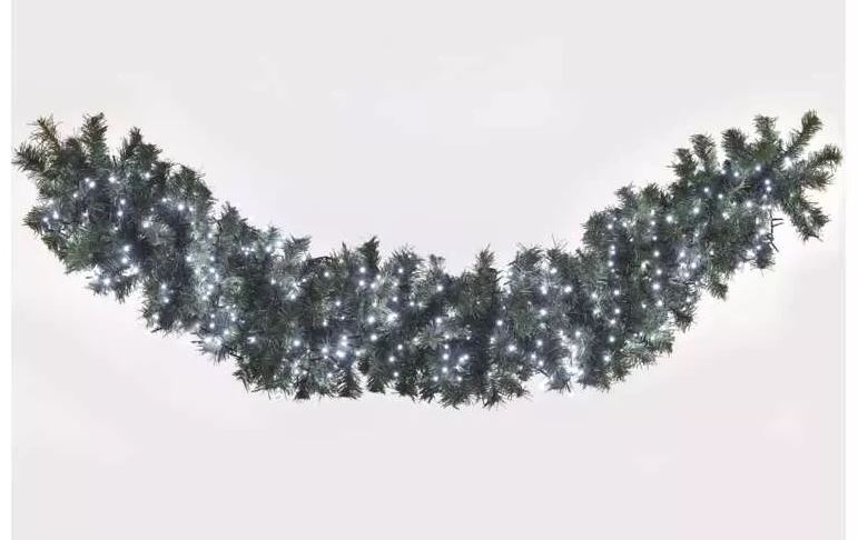 LED božična veriga – jež, 6 m, zunanja in notranja, hladna bela, časovnik