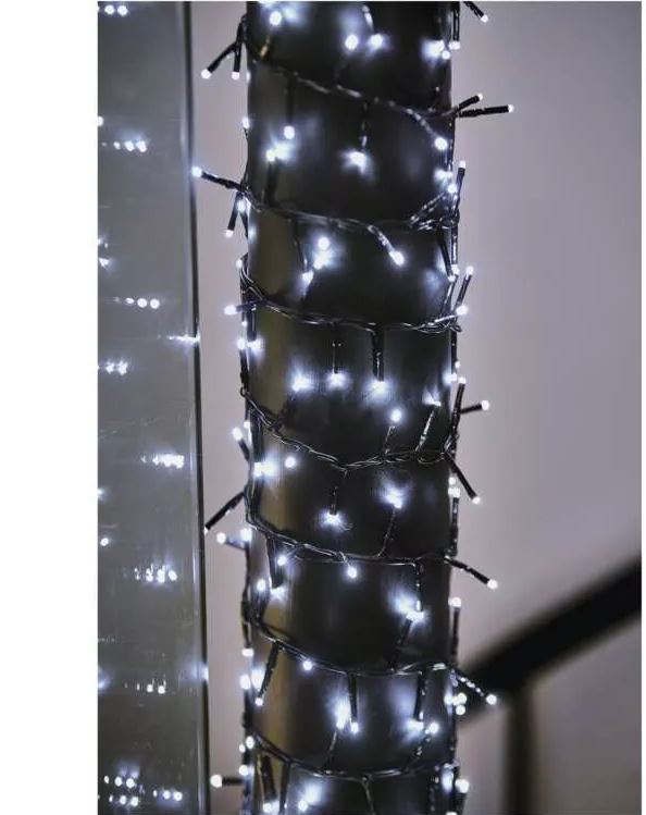 LED božična veriga – jež, 6 m, zunanja in notranja, hladna bela, časovnik