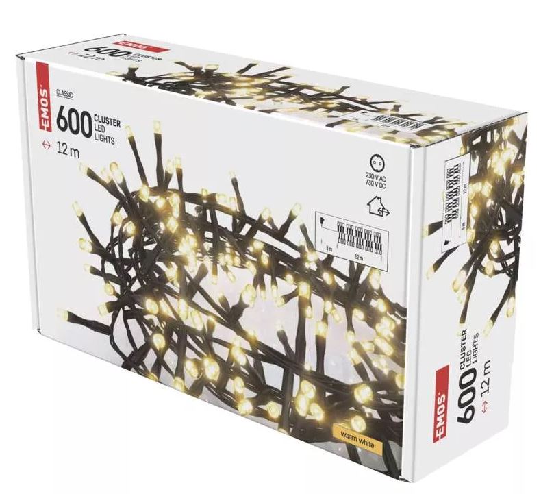 LED božična veriga – jež, 12 m, zunanja in notranja, topla bela, časovnik