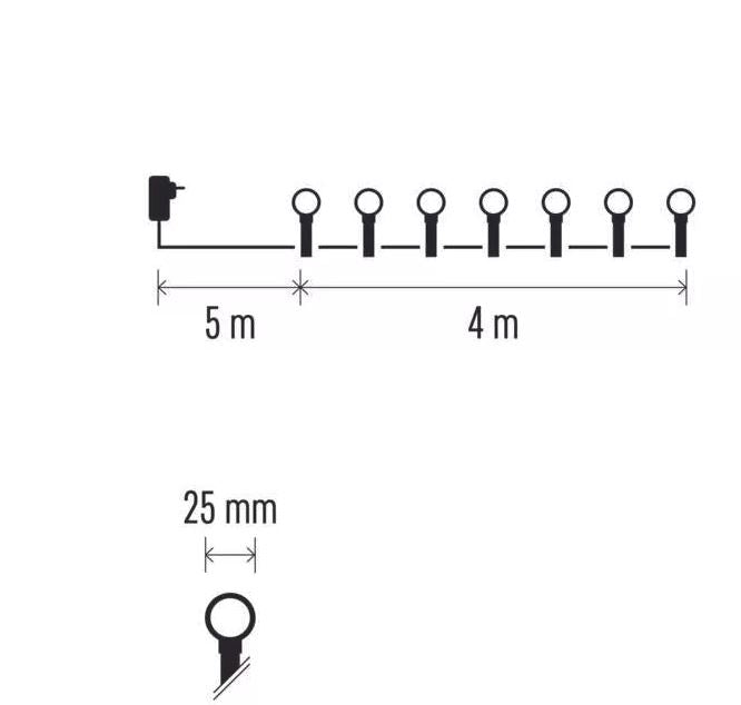 LED svetlobna cherry veriga – kroglice 2,5 cm, 4 m, zun. in notr., topla bela, časovnik