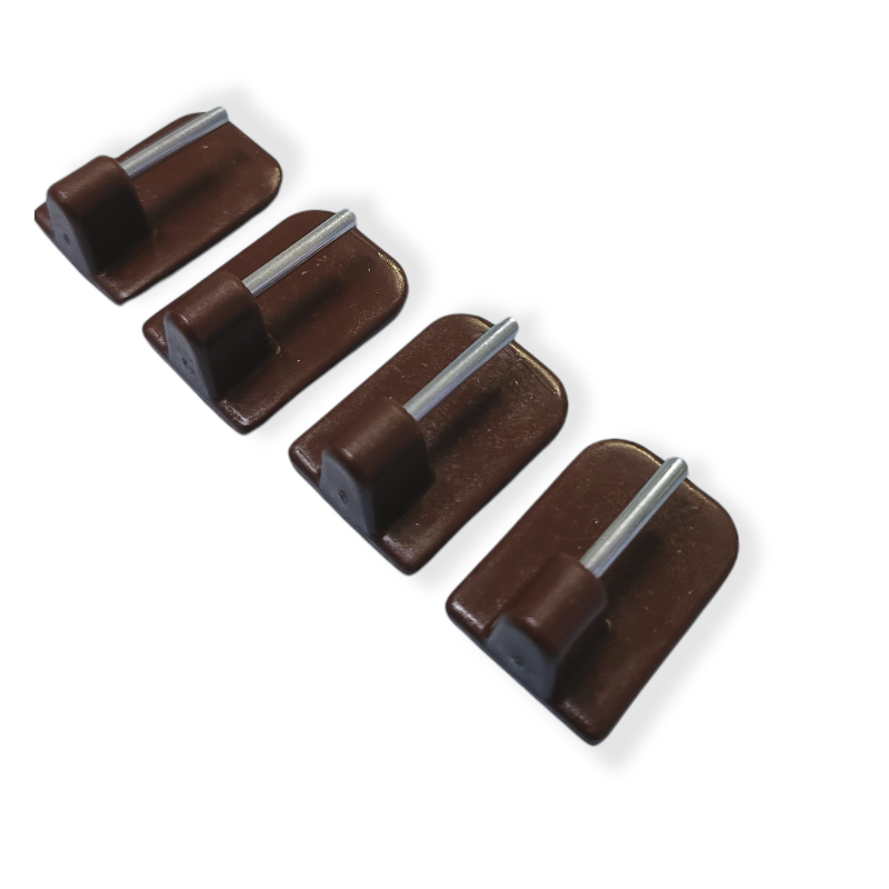 Self-adhesive supports for extendable curtain rods, color: Brown (4 pcs.)
