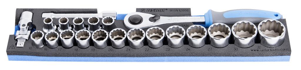 UNIOR KLJUČI NASADNI 1/2" V SOS VLOŽKU Art.911N12P21 10-32 mm/21 kos (619471)