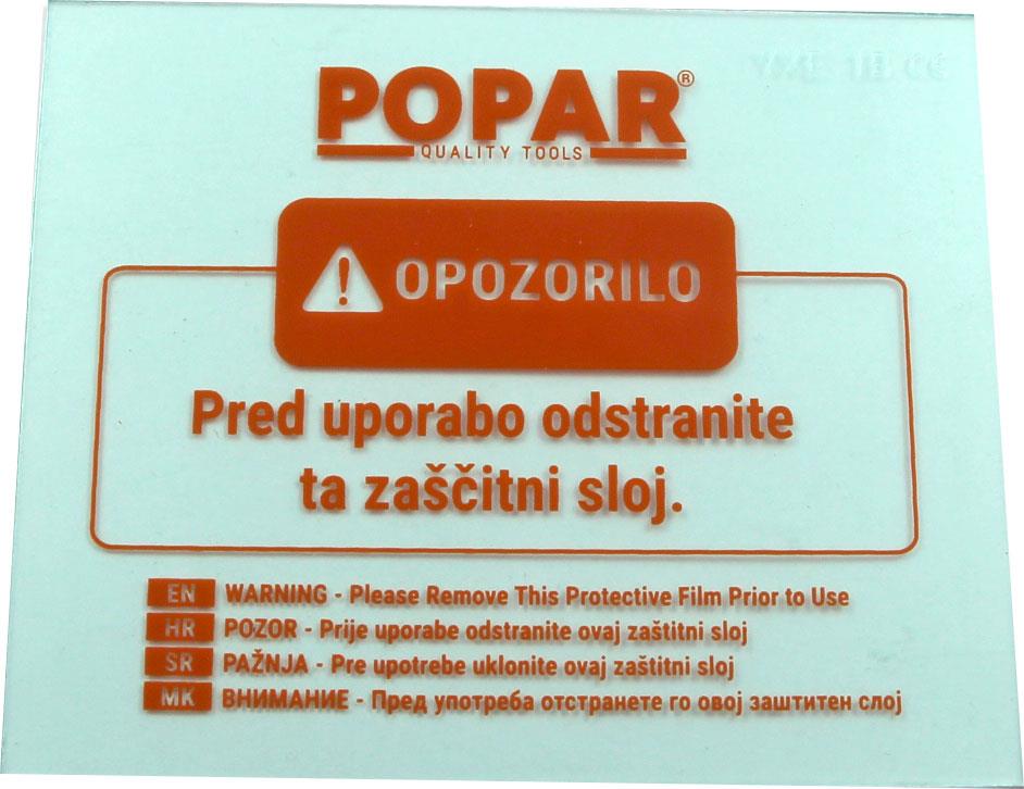 POPAR GLASS TRANSPARENT PVC Spare for filter protection. PEPPER. 90x110