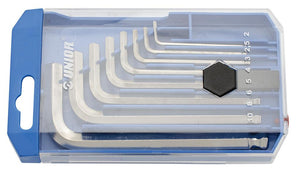 UNIOR ALLEN KEYS IN PVC BOX ANGLE. VIJ Art.220/3SPB1 2-10 mm/8 pcs (610916)