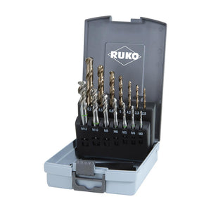 RUKO SVEDRI NAVOJNI STROJNI DIN 371/376 tip C HSSE-Co 5, PVC embalaža. M3 - M12 / 14 del,grt