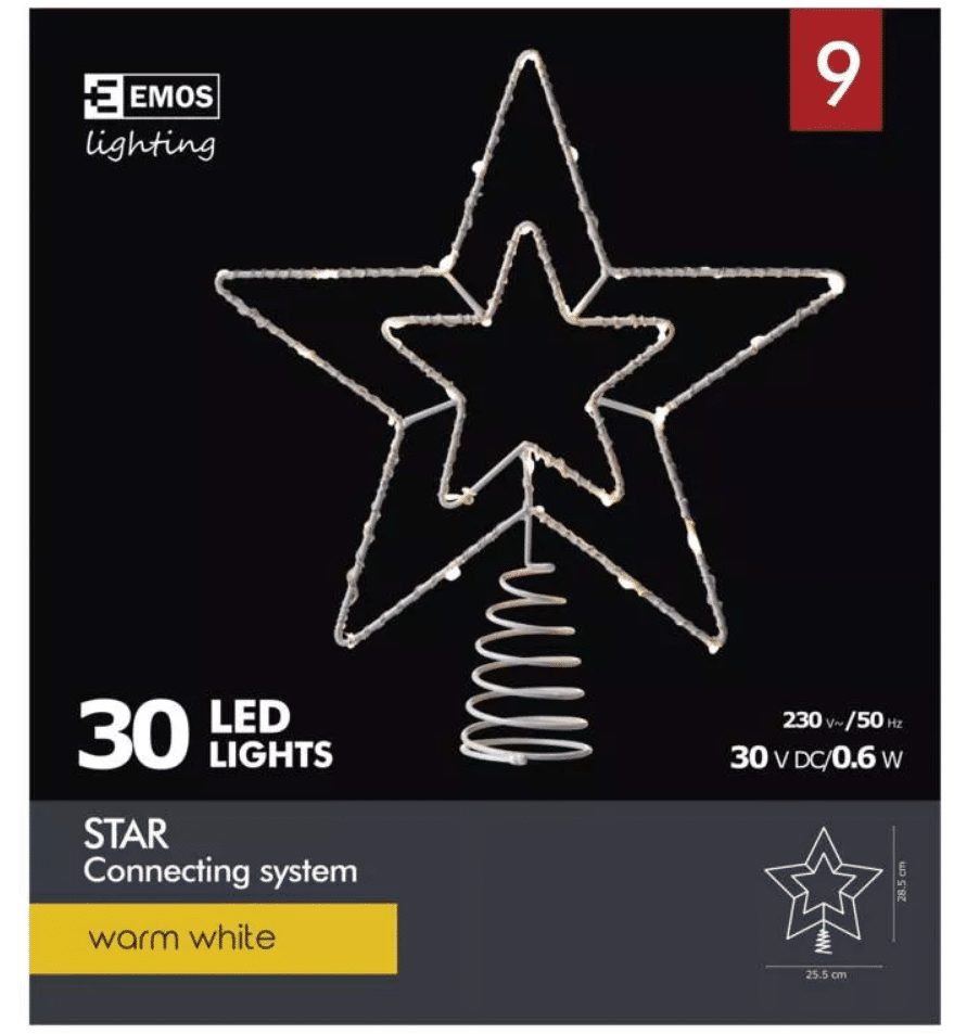 LED notranja dekoracija - zvezda za vrh novoletne smreke